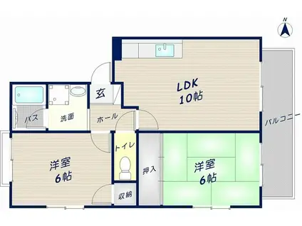 アヴィタンテ加納A棟(2LDK/1階)の間取り写真