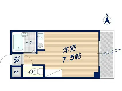 シーウエストコート(ワンルーム/2階)の間取り写真