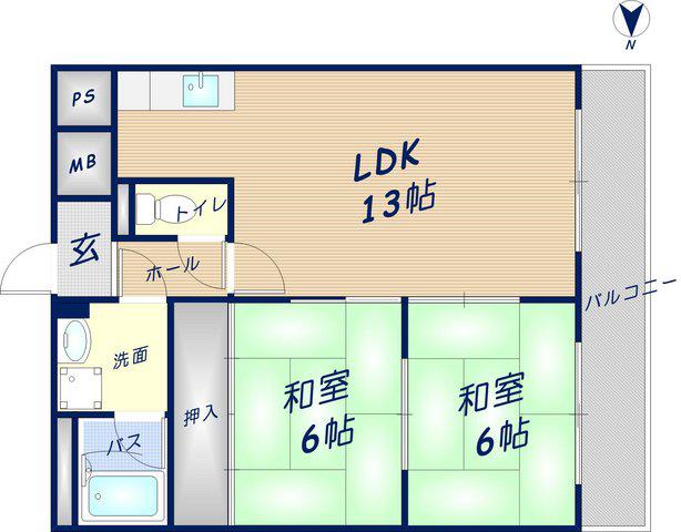 エステートサカイ(2LDK/1階)の間取り写真