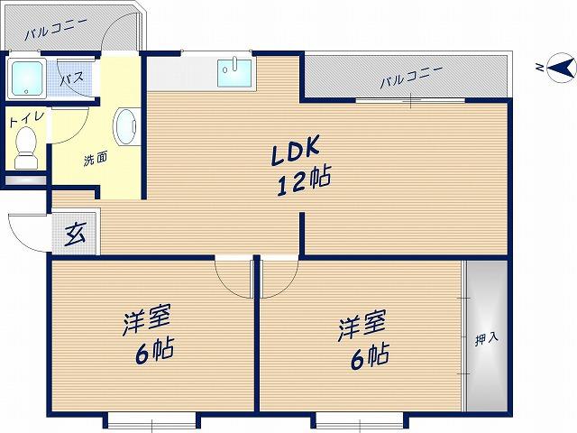 ブルーハイツ(2LDK/2階)の間取り写真