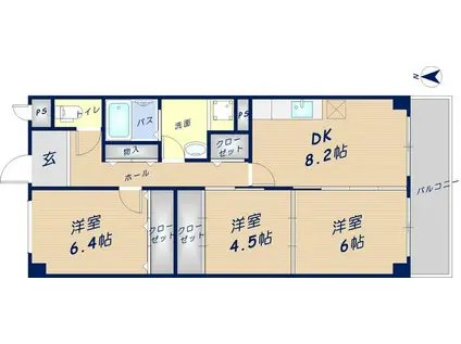 サンパーク(3DK/4階)の間取り写真