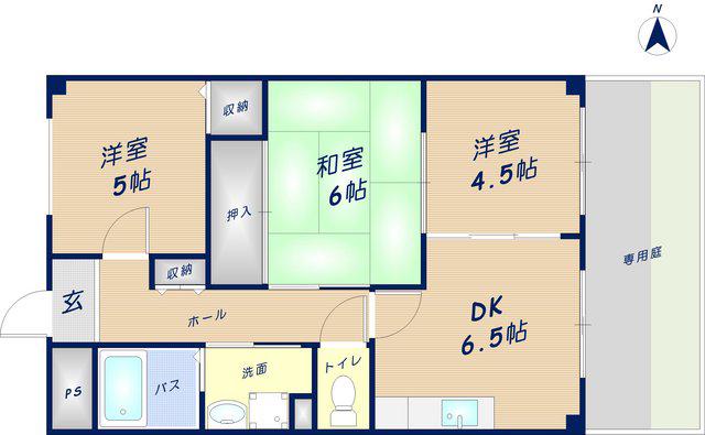 グランドールYⅡ(3DK/1階)の間取り写真