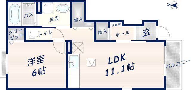 アルベーロディリモーネ2(1LDK/1階)の間取り写真