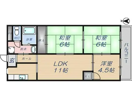吉田第三大発マンション(3LDK/7階)の間取り写真