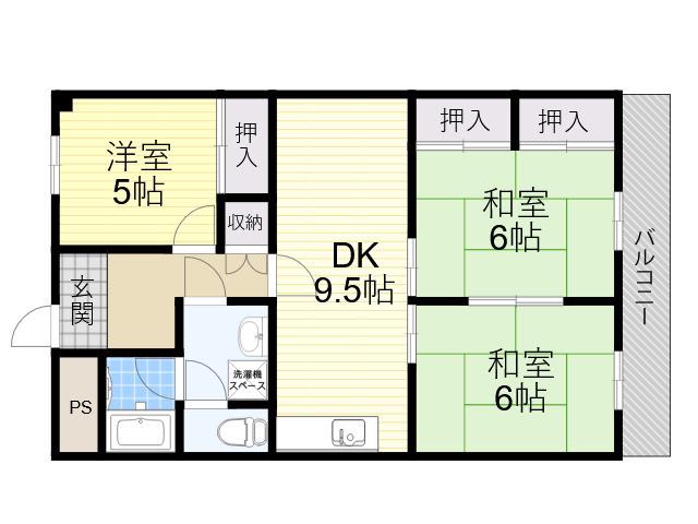 アバンティHF(3DK/2階)の間取り写真