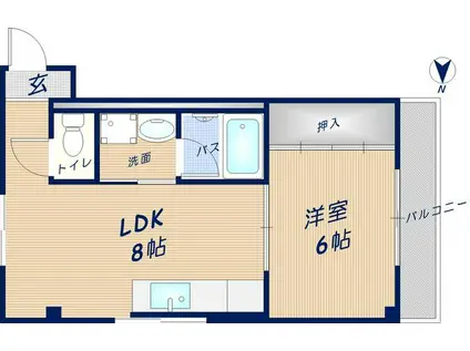 明石マンション(1LDK/2階)の間取り写真