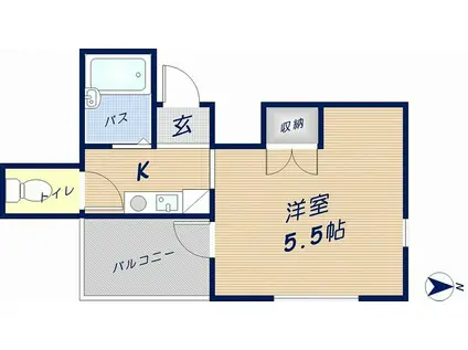 くろーば菱江(1K/6階)の間取り写真