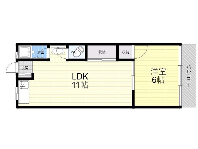 八栄マンション(1LDK/2階)の間取り写真