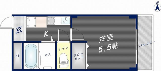 FINE COURT(1K/2階)の間取り写真