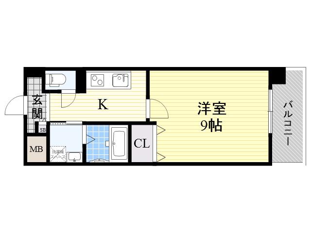 COZY COURTⅢ(1K/6階)の間取り写真