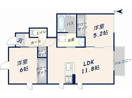 フォレストメゾンSOLEIL(2LDK/1階)の間取り写真