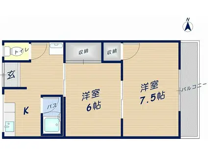 田村荘(2K)の間取り写真