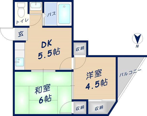 ハウス紫陽花(2DK/2階)の間取り写真