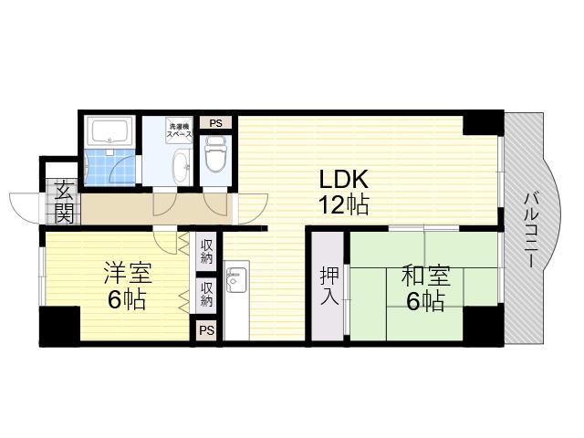 フローリッシュ北田(2LDK/5階)の間取り写真