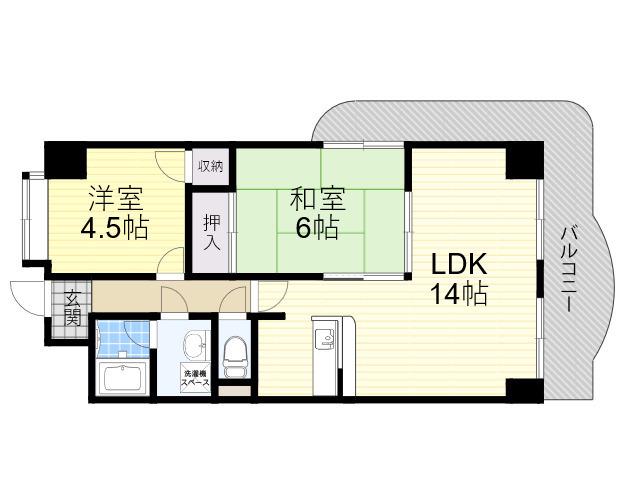 フローリッシュ北田(2LDK/8階)の間取り写真