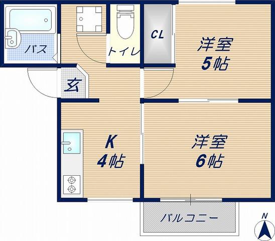 メゾン泉(2K/2階)の間取り写真