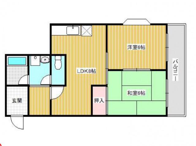 ビートル山本北D棟(2DK/3階)の間取り写真