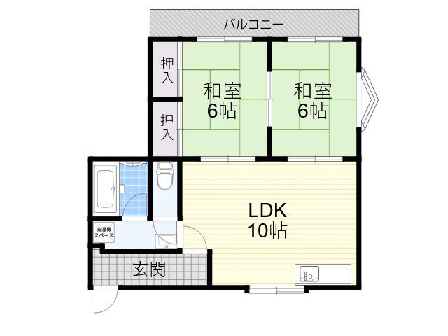 ビートル山本北E棟(2LDK/1階)の間取り写真