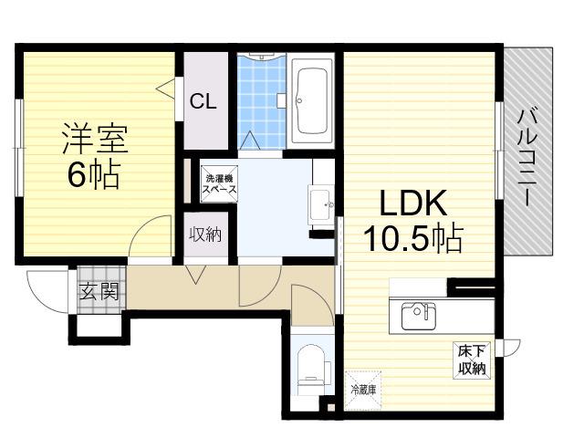 ORIENTE CASA(1LDK/1階)の間取り写真