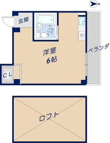 KTハイツ(ワンルーム/2階)の間取り写真