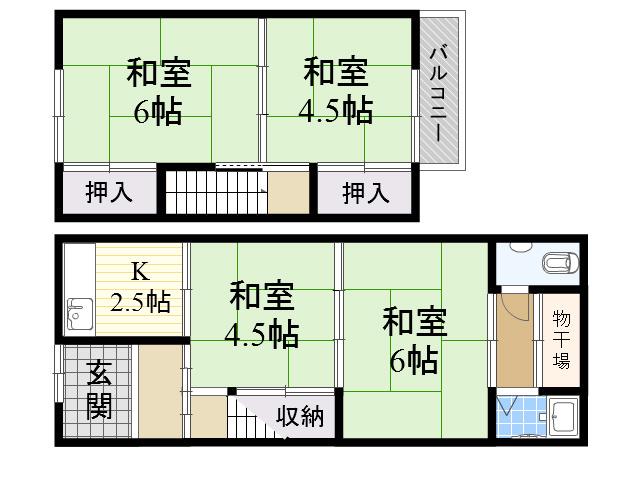 若江本町借家(4K)の間取り写真