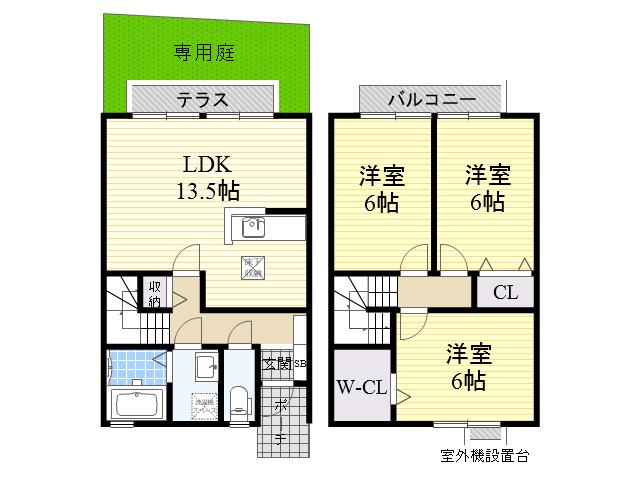 RISA B棟(3LDK)の間取り写真