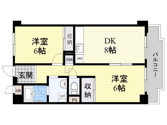 サンハイツ菱南(2DK/3階)の間取り写真