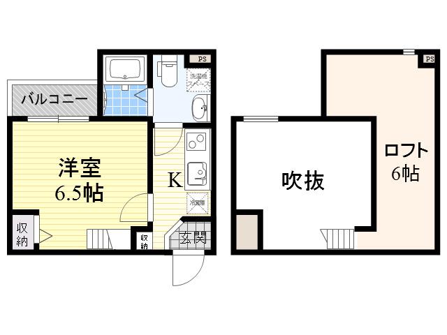 ATTIC宝持(1K/2階)の間取り写真