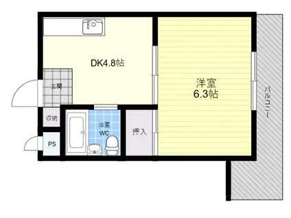 コーポ南野(1DK/4階)の間取り写真