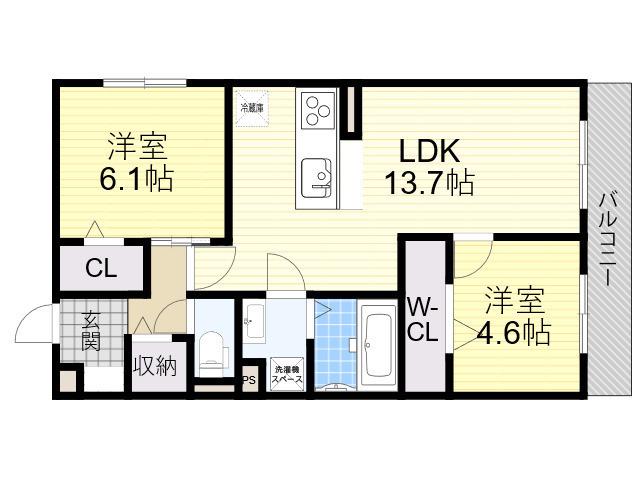 NUKATA COLN VERDE(2LDK/2階)の間取り写真