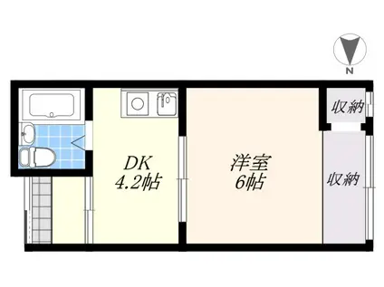 若江本町4丁目(1DK/2階)の間取り写真