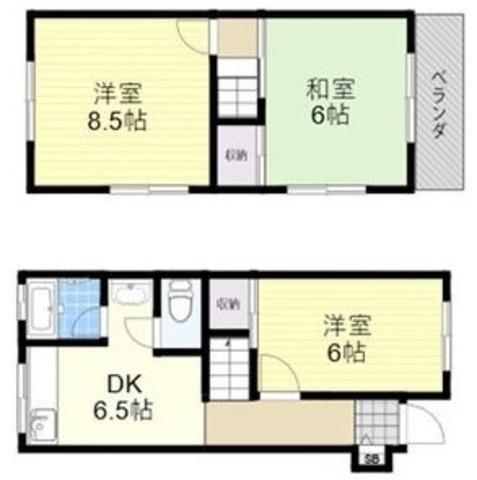 近鉄けいはんな線 新石切駅 徒歩24分 2階建 築35年(3DK)の間取り写真
