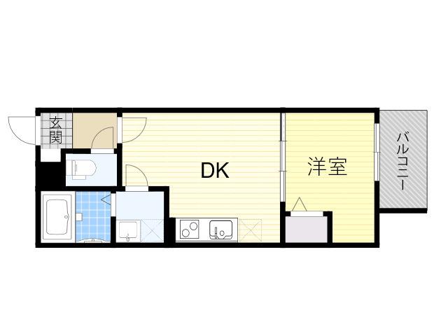 ALEGRIA鴻池新田(1DK/3階)の間取り写真