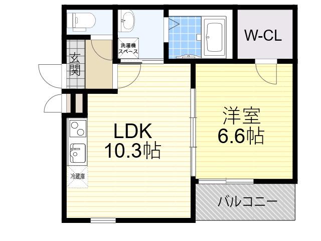 フジパレス神田町(1LDK/2階)の間取り写真