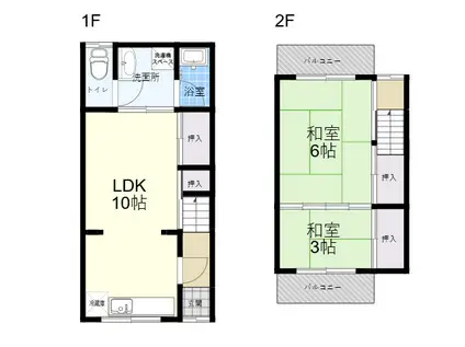鳥居町9-22テラス(2LDK)の間取り写真