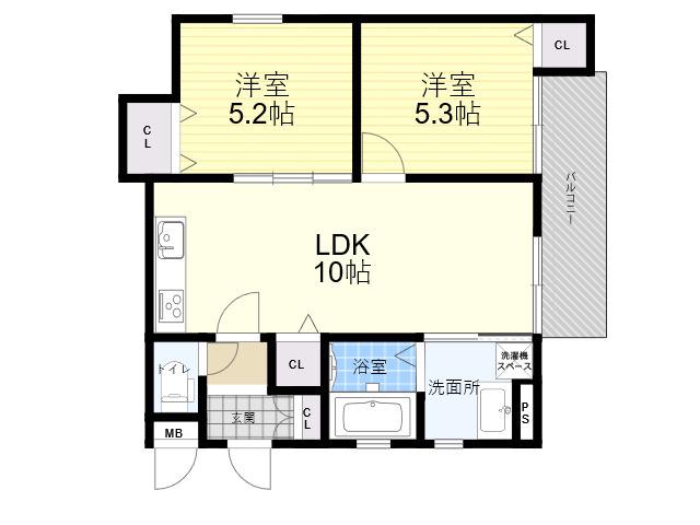EBISUGARDEN(2LDK/3階)の間取り写真