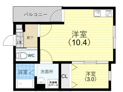 グレースパティオ鳥居町(1LDK/3階)の間取り写真