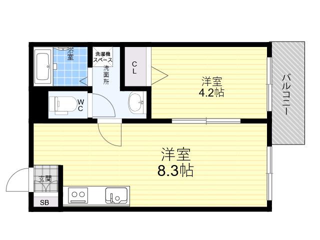 DIAS東石切(1LDK/2階)の間取り写真
