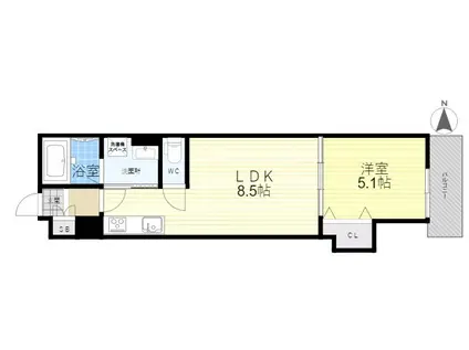 クリエオーレ菱江Ⅲ(1LDK/1階)の間取り写真