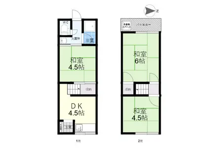 近鉄けいはんな線 新石切駅 徒歩24分 2階建 築53年(3DK)の間取り写真