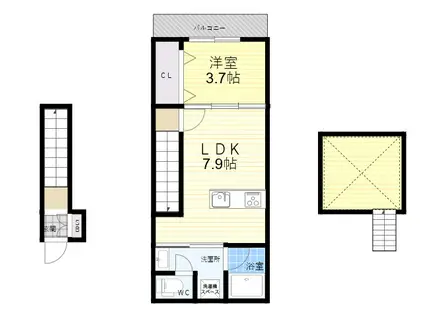 COSMO WAKAEMINAMI(1LDK/2階)の間取り写真
