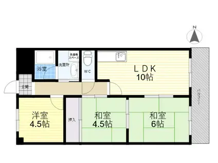 ソレアード東鴻池(3LDK/4階)の間取り写真
