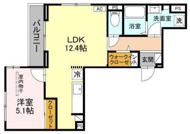 アベニール末広(1LDK/2階)の間取り写真