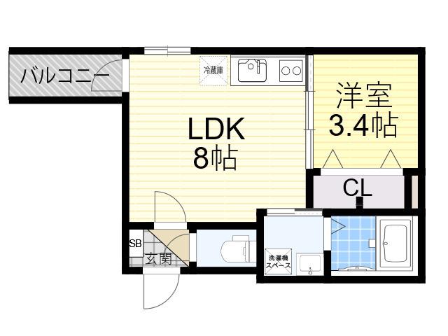 リーフィアテラス東花園(1LDK/3階)の間取り写真
