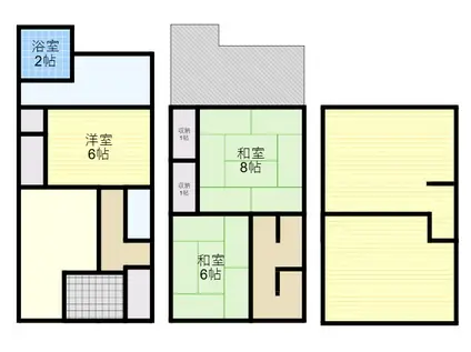 近鉄奈良線 瓢箪山駅(大阪) 徒歩13分 3階建 築41年(5DK)の間取り写真