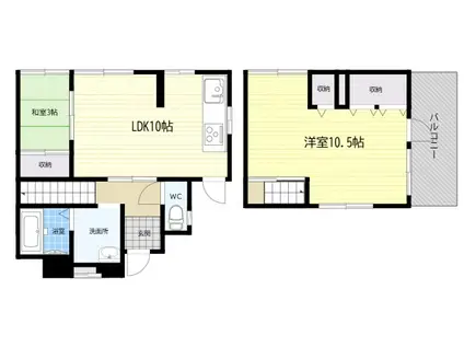 近鉄奈良線 瓢箪山駅(大阪) 徒歩6分 2階建 築61年(2LDK)の間取り写真