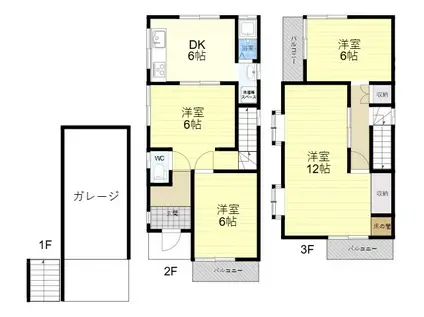 近鉄奈良線 枚岡駅 徒歩8分 3階建 築42年(4DK)の間取り写真