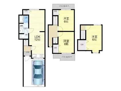 東石切町5丁目車庫付きテラス(3LDK)の間取り写真