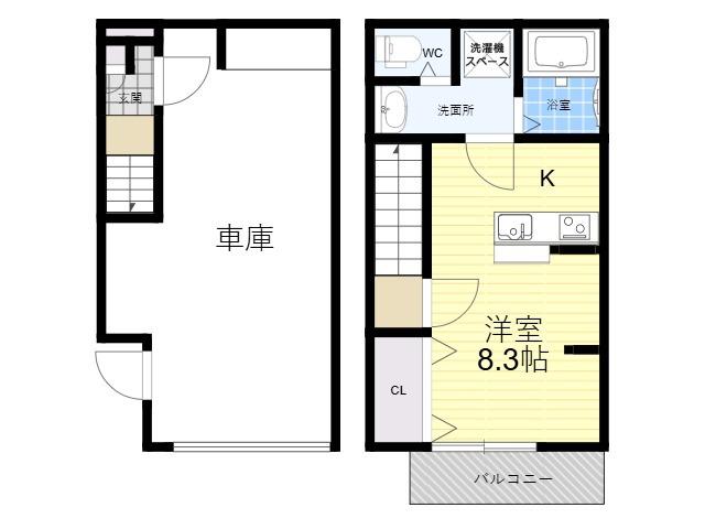 近鉄奈良線 石切駅 徒歩30分 2階建 築1年(ワンルーム)の間取り写真