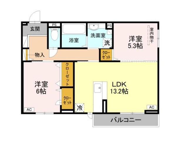 エクシード2(2LDK/2階)の間取り写真